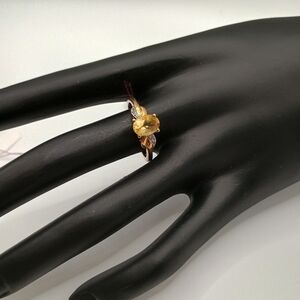 Gold Plated Sterling Silver Ring with Yellow Gemstone Size 9